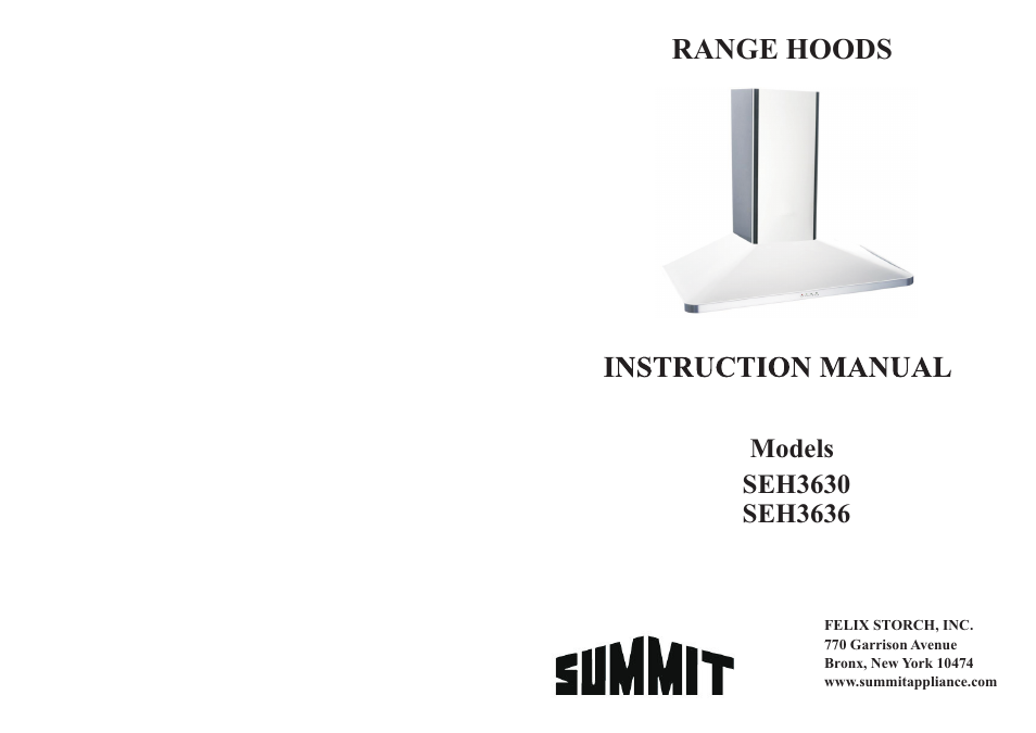 Summit SEH3636 User Manual | 12 pages