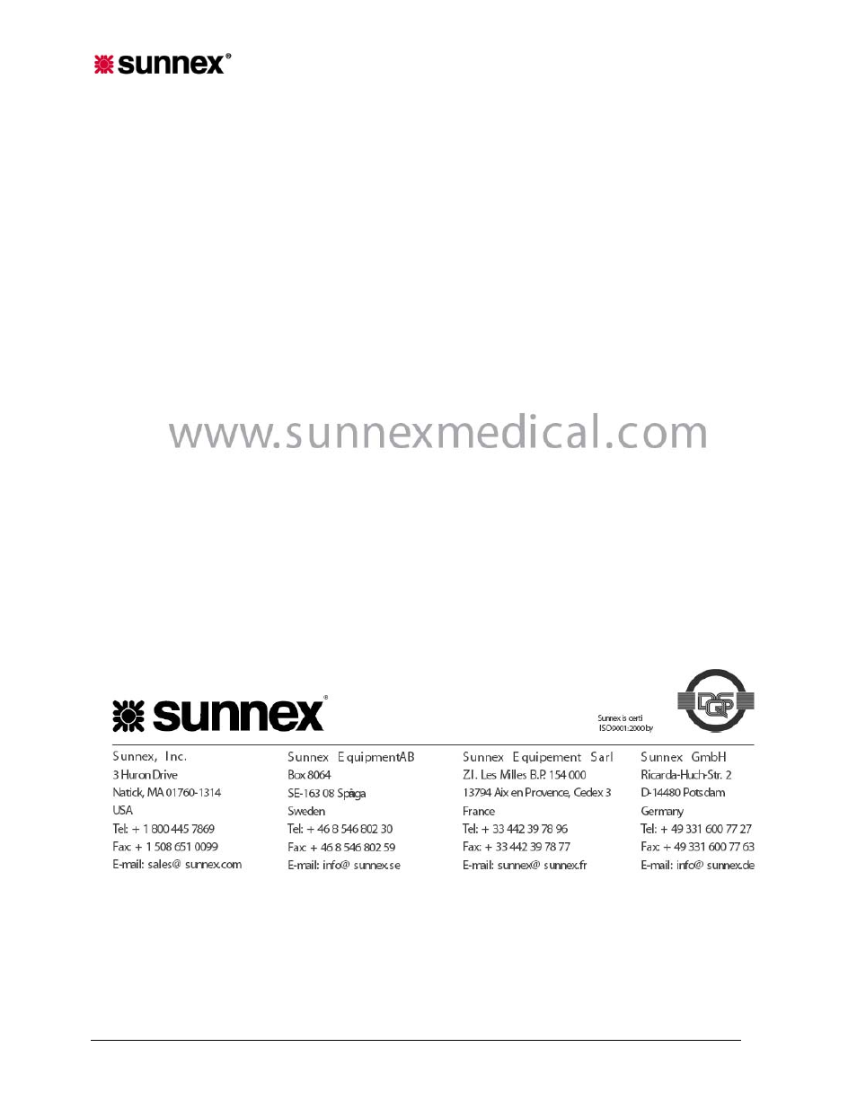 Sunnex PF Series (MRI) User Manual | Page 28 / 28