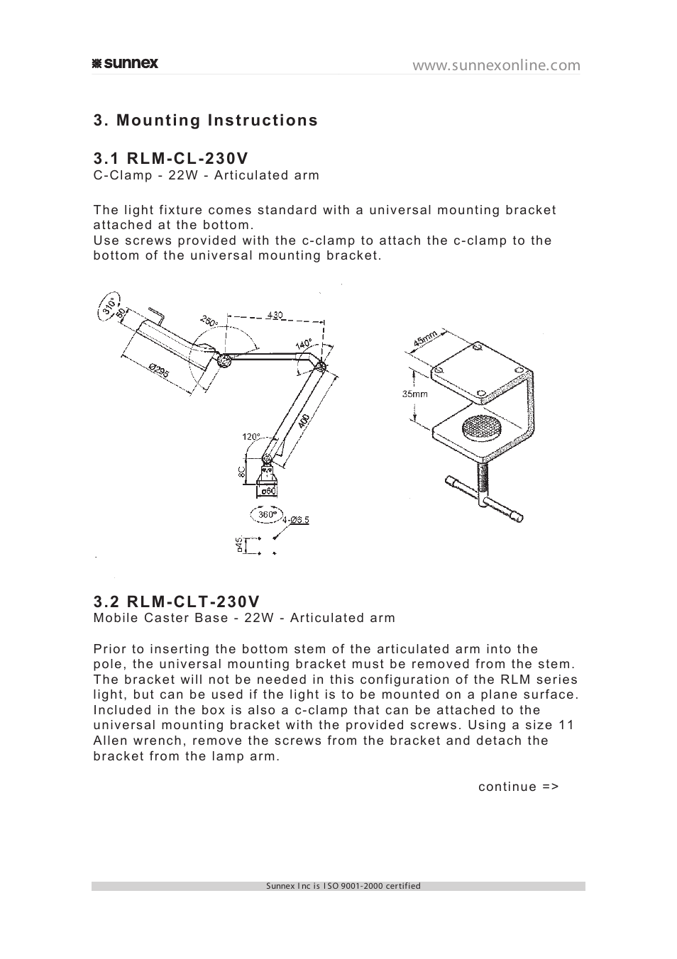 2 rlm-clt-230v | Sunnex RLM-CLT-230V User Manual | Page 2 / 4