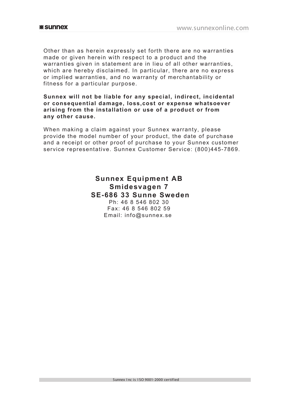 Sunnex RLM-CLT-230V User Manual | Page 4 / 4