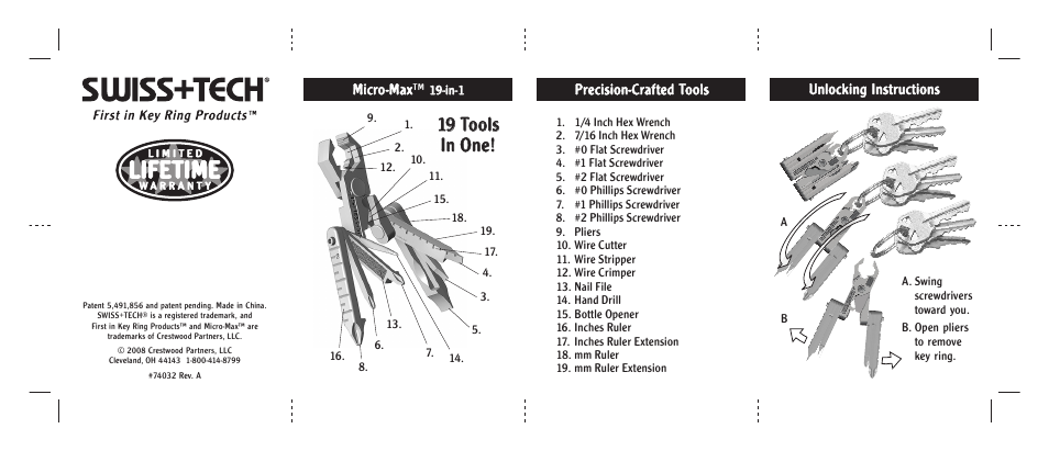 Swiss+Tech Micro-Max 19-in-1 User Manual | 2 pages