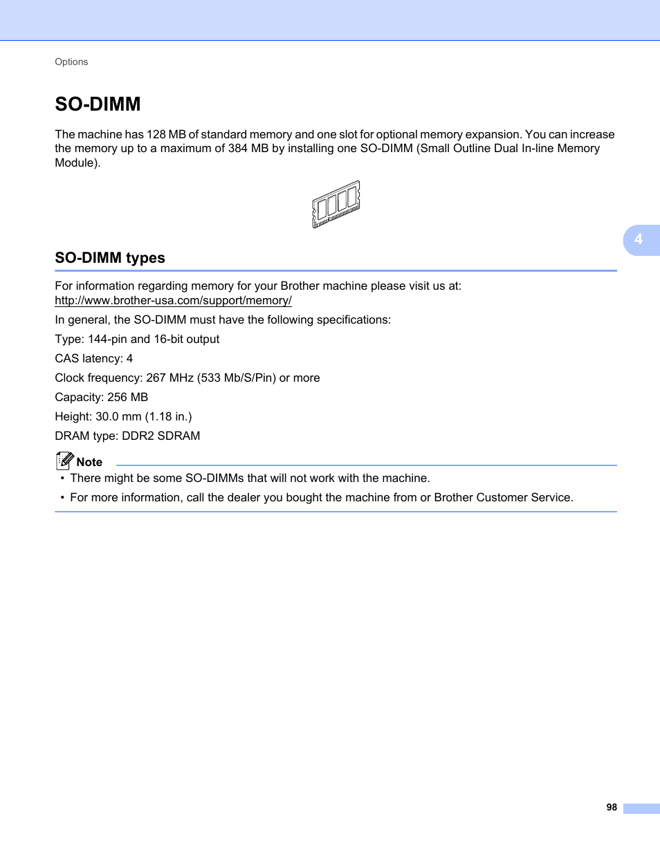 So-dimm, So-dimm types | Brother HL-5470DWT User Manual | Page 104 / 177