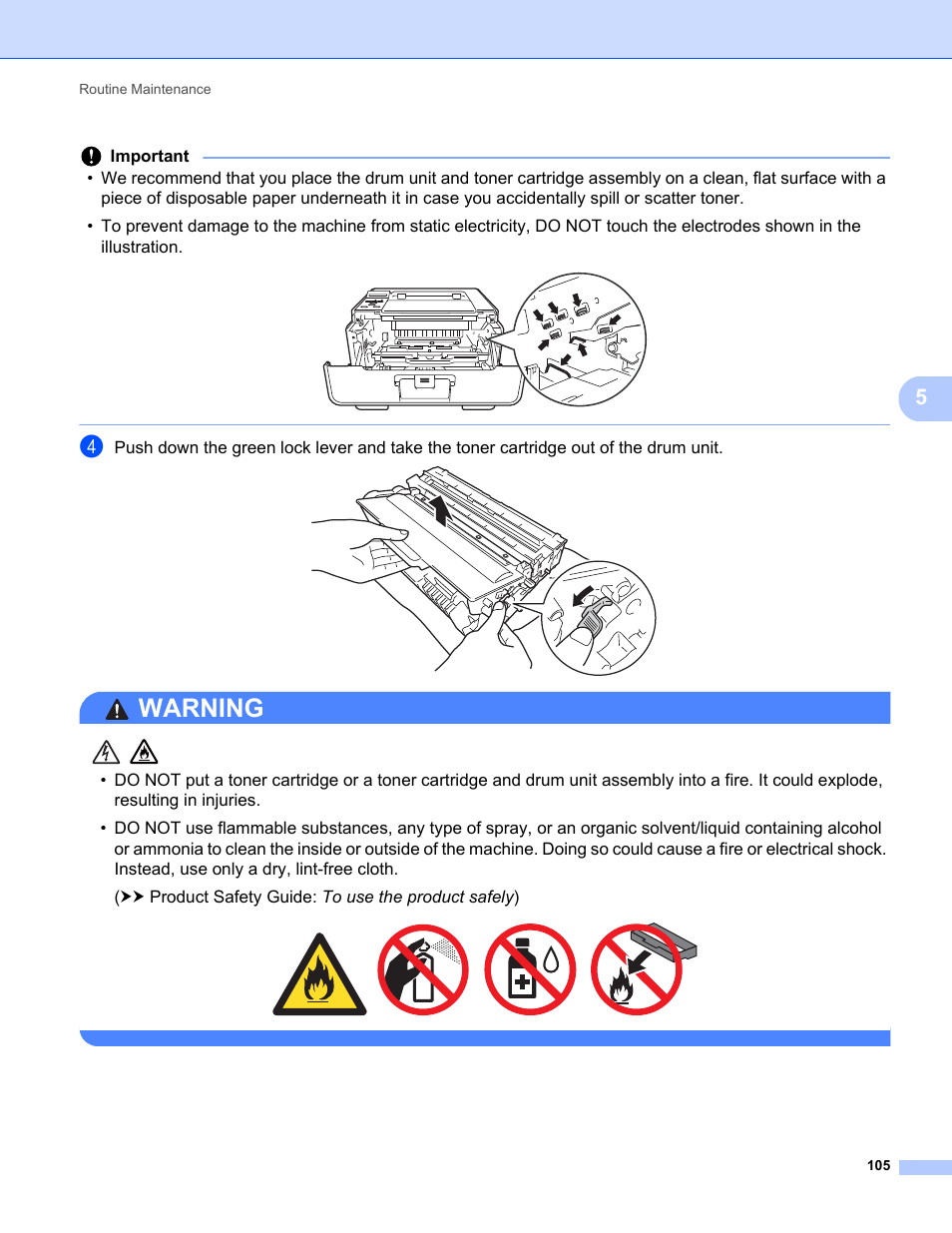 Warning | Brother HL-5470DWT User Manual | Page 111 / 177