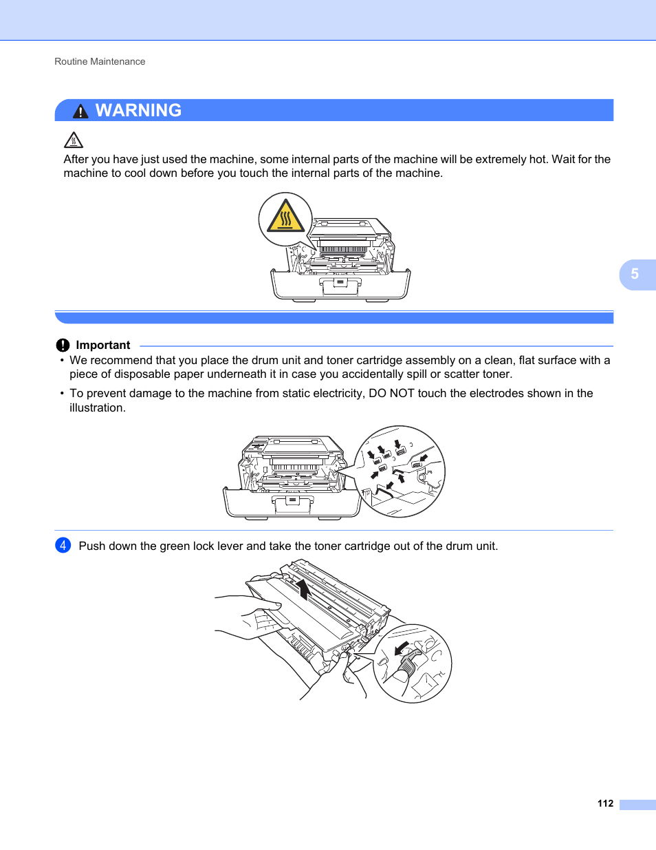 Warning | Brother HL-5470DWT User Manual | Page 118 / 177