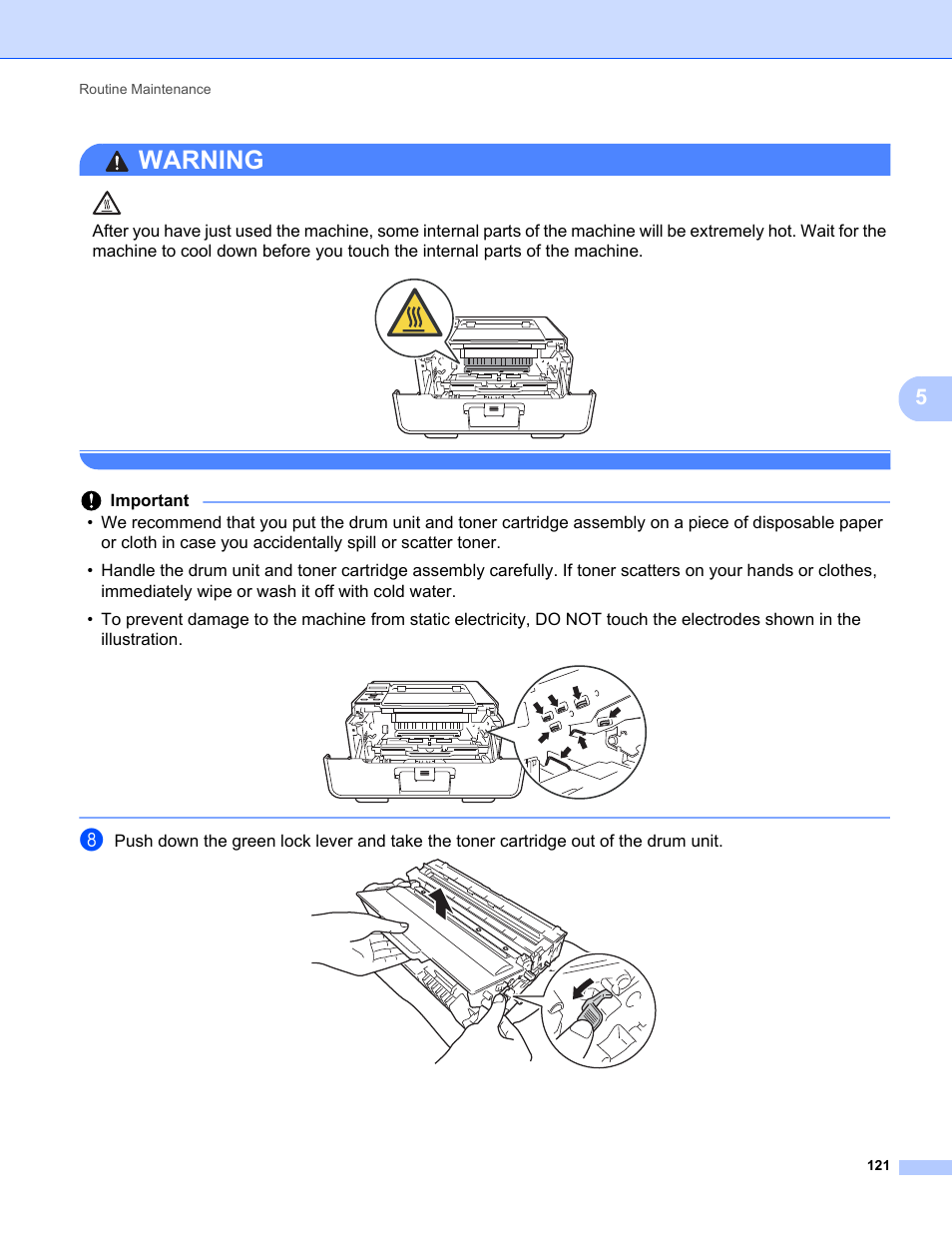 Warning | Brother HL-5470DWT User Manual | Page 127 / 177