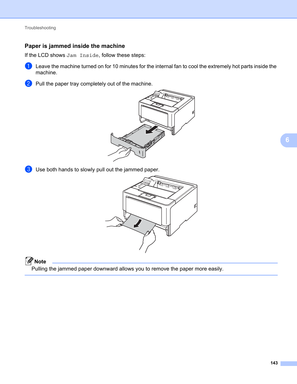 Paper is jammed inside the machine, E paper is jammed inside the machine uu | Brother HL-5470DWT User Manual | Page 149 / 177