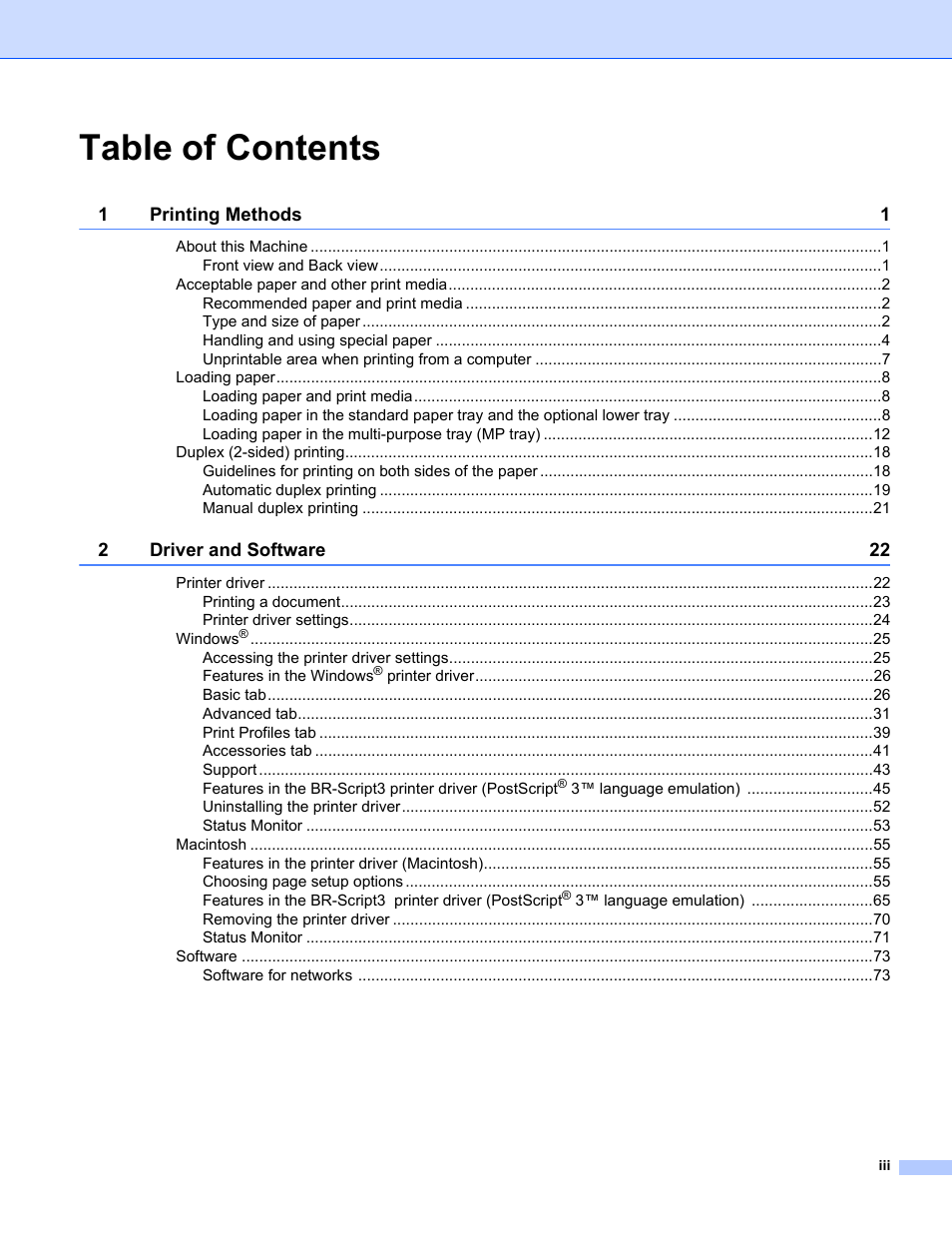 Brother HL-5470DWT User Manual | Page 4 / 177