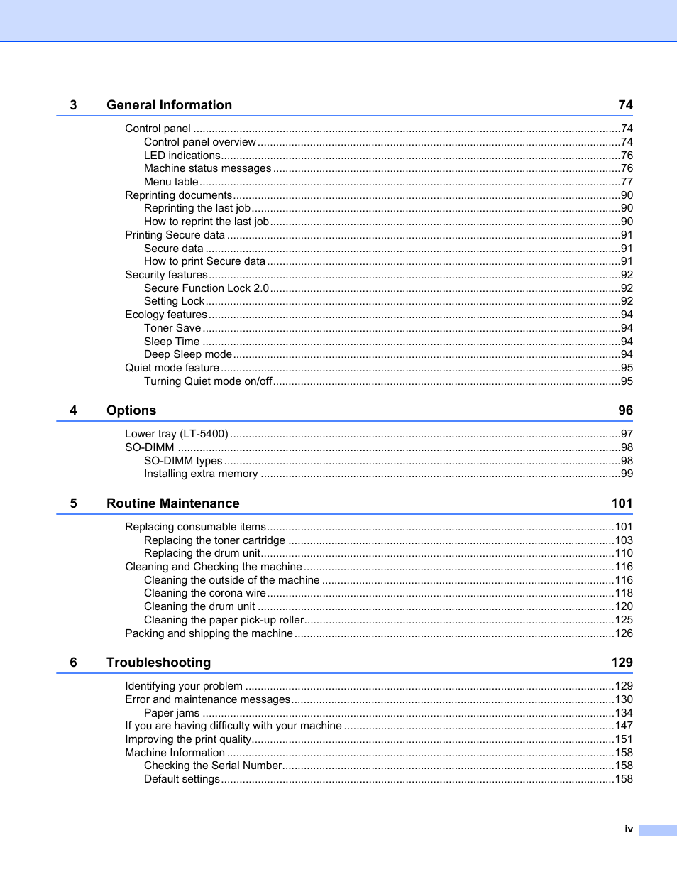 Brother HL-5470DWT User Manual | Page 5 / 177