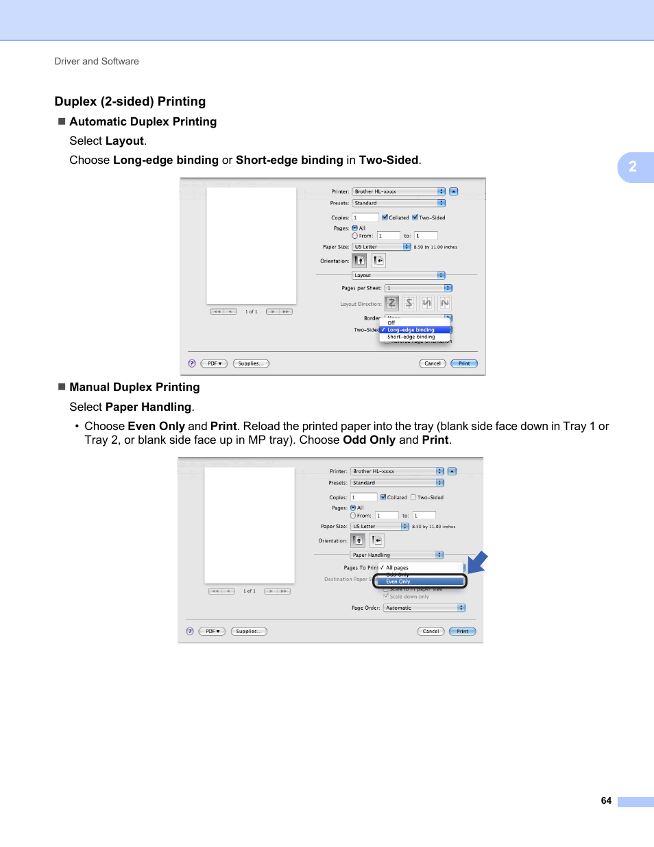 Duplex (2-sided) printing | Brother HL-5470DWT User Manual | Page 70 / 177