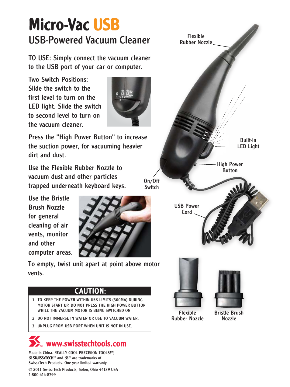 Swiss+Tech Micro-Vac USB User Manual | 1 page