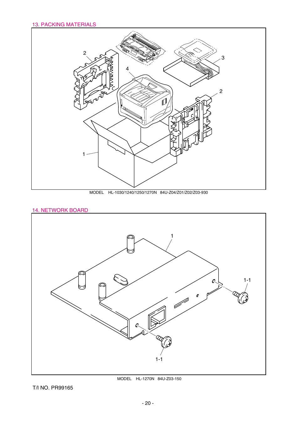 Drawing, Ll0125001, 1 carton, hl-1030 eu | Ll0124001, 1 carton, hl-1030 can, Ue0818001, 1 carton, hl-1240 us, Ue0822001, 1 carton, hl-1240 can, Ue0820001 | Brother 1270N User Manual | Page 242 / 243