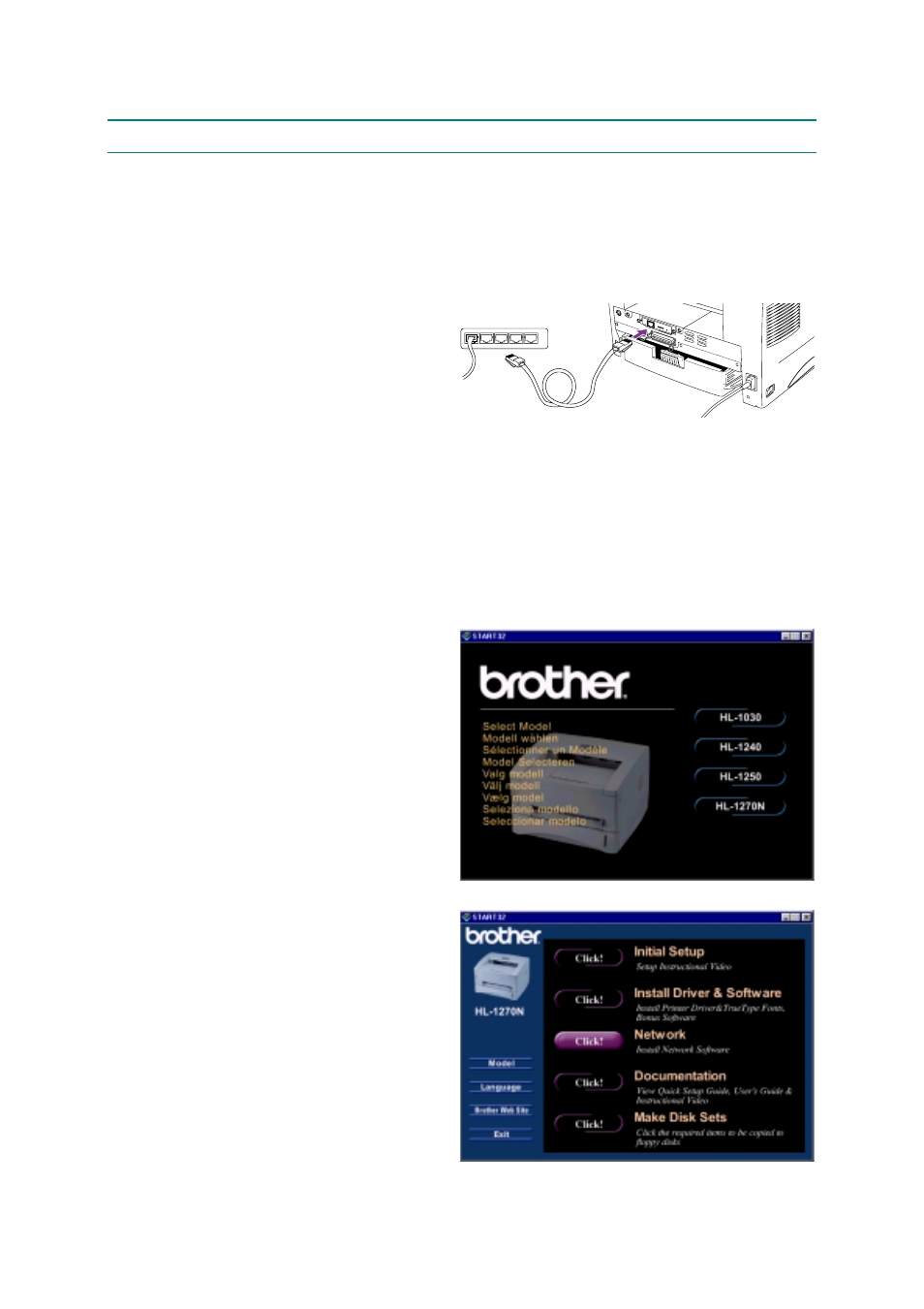 Network board operation (for hl-1270n only), Network board operation (for hl-1270n only) -17, Preparing the br-net board -17 | 1 connect the ethernet cable -17 | Brother 1270N User Manual | Page 41 / 243