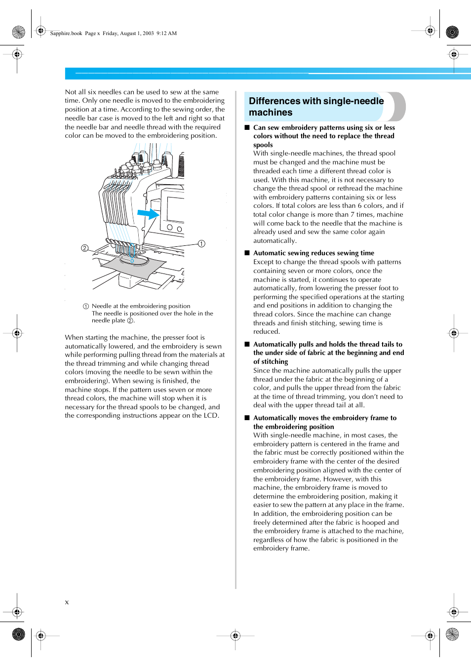 Differences with single-needle machines | Brother PR-600 User Manual | Page 11 / 228