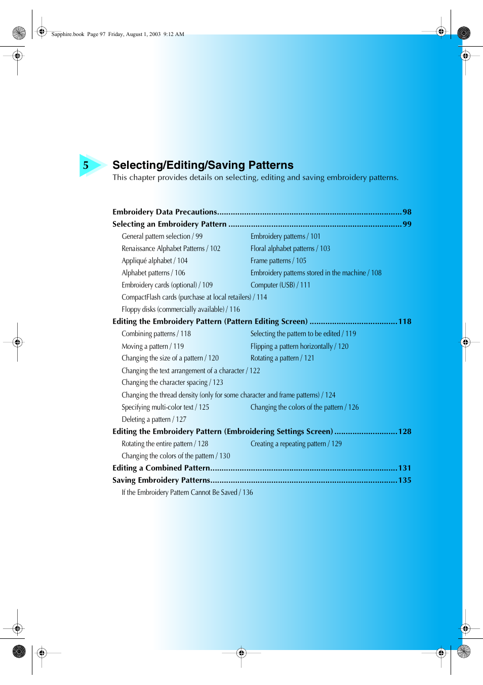 5selecting/editing/saving patterns | Brother PR-600 User Manual | Page 116 / 228