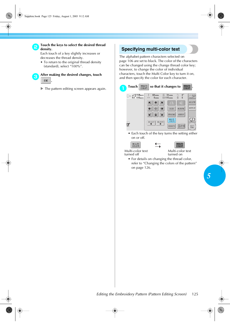 Specifying multi-color text | Brother PR-600 User Manual | Page 144 / 228