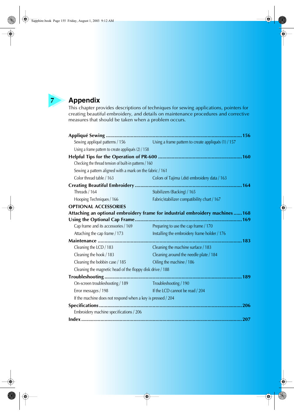 7appendix | Brother PR-600 User Manual | Page 174 / 228