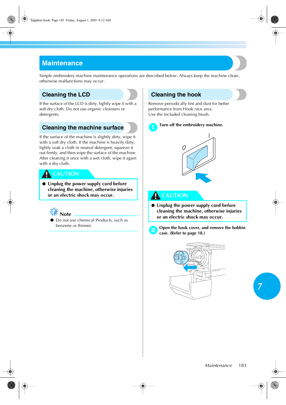 Maintenance | Brother PR-600 User Manual | Page 202 / 228