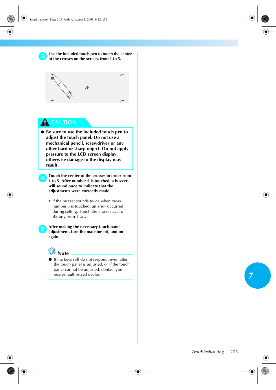 Caution | Brother PR-600 User Manual | Page 224 / 228