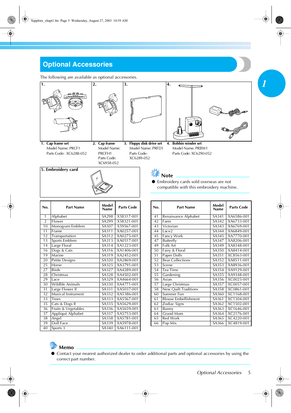 Optional accessories | Brother PR-600 User Manual | Page 24 / 228