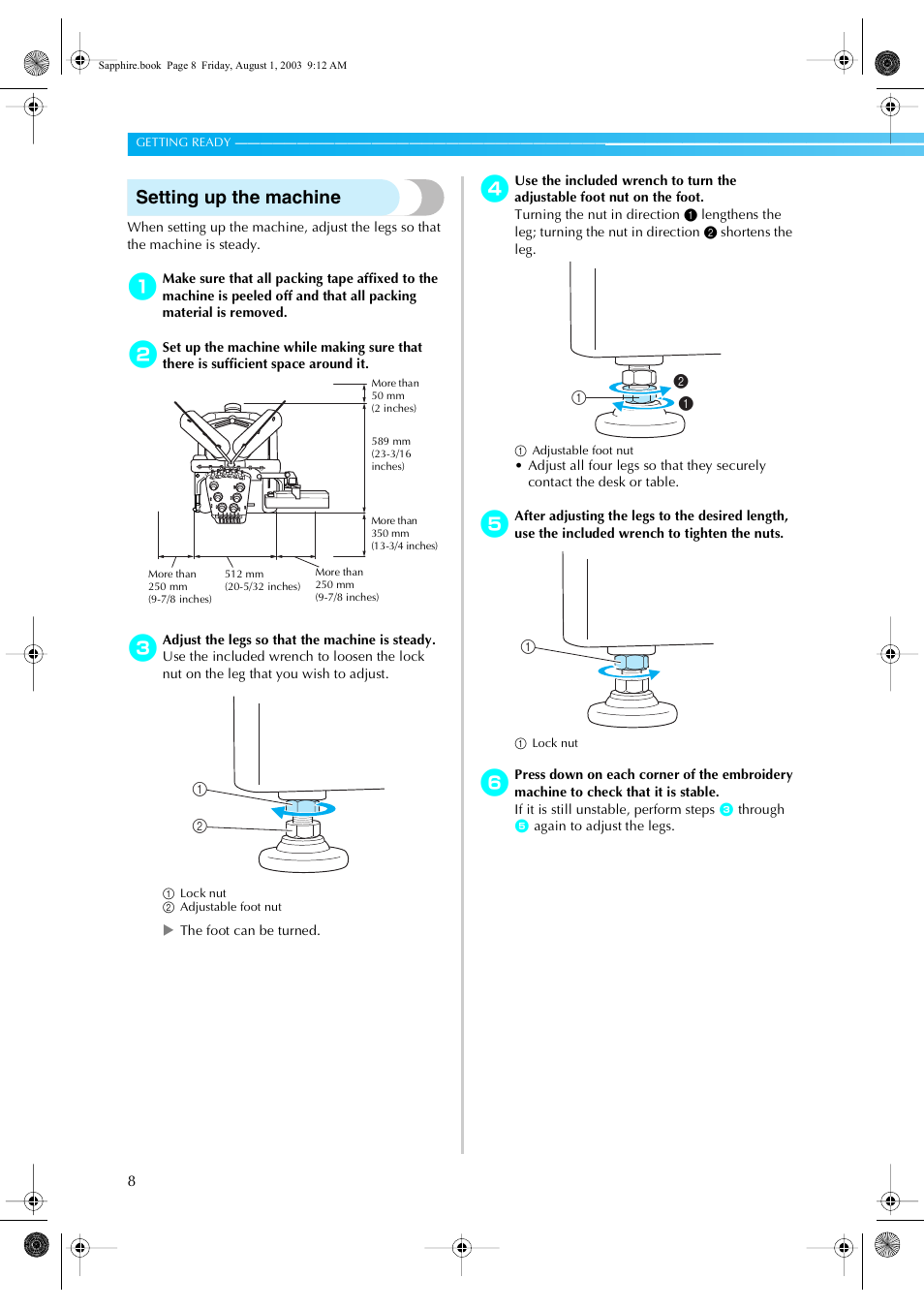 Setting up the machine | Brother PR-600 User Manual | Page 27 / 228