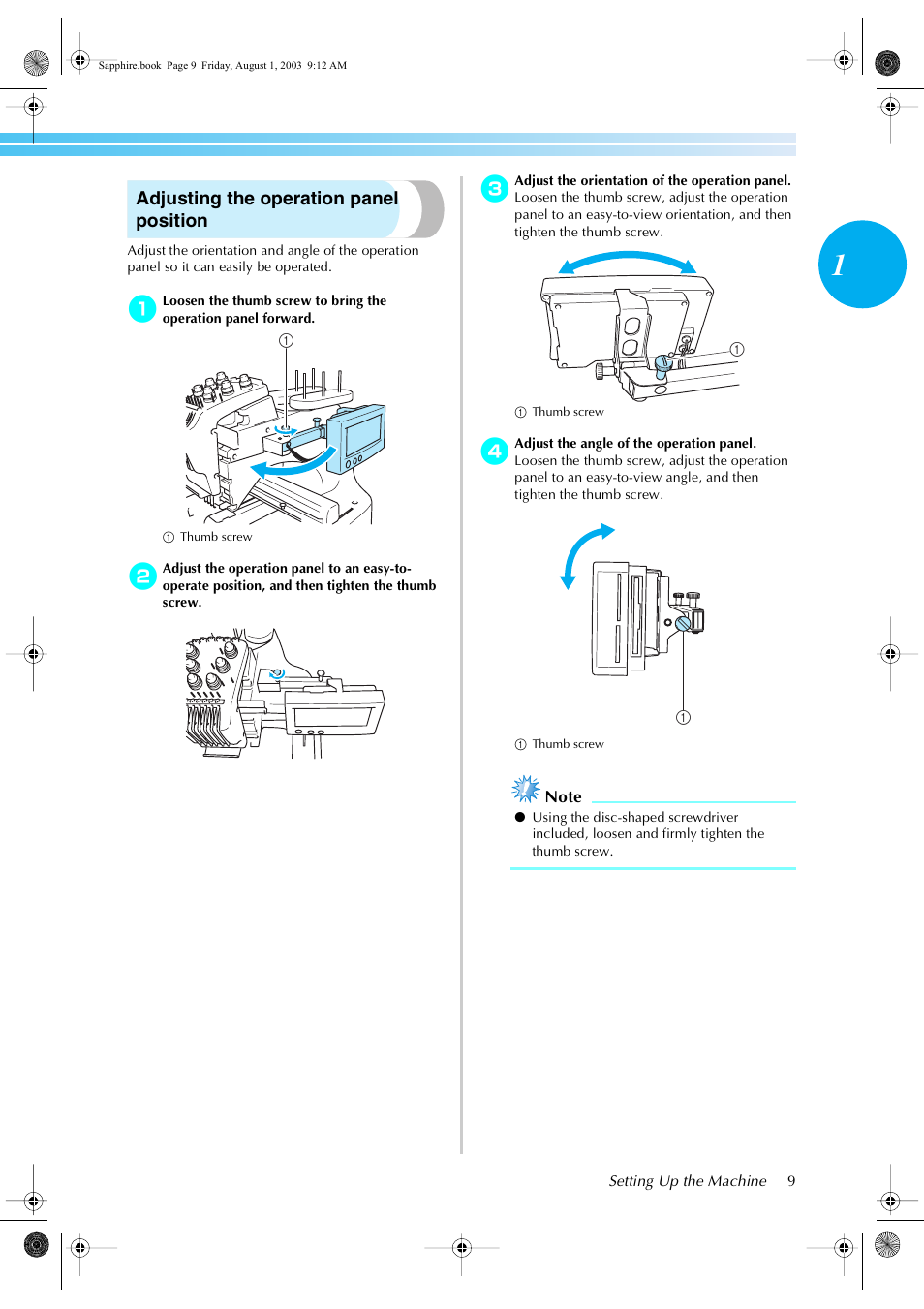 Adjusting the operation panel position | Brother PR-600 User Manual | Page 28 / 228