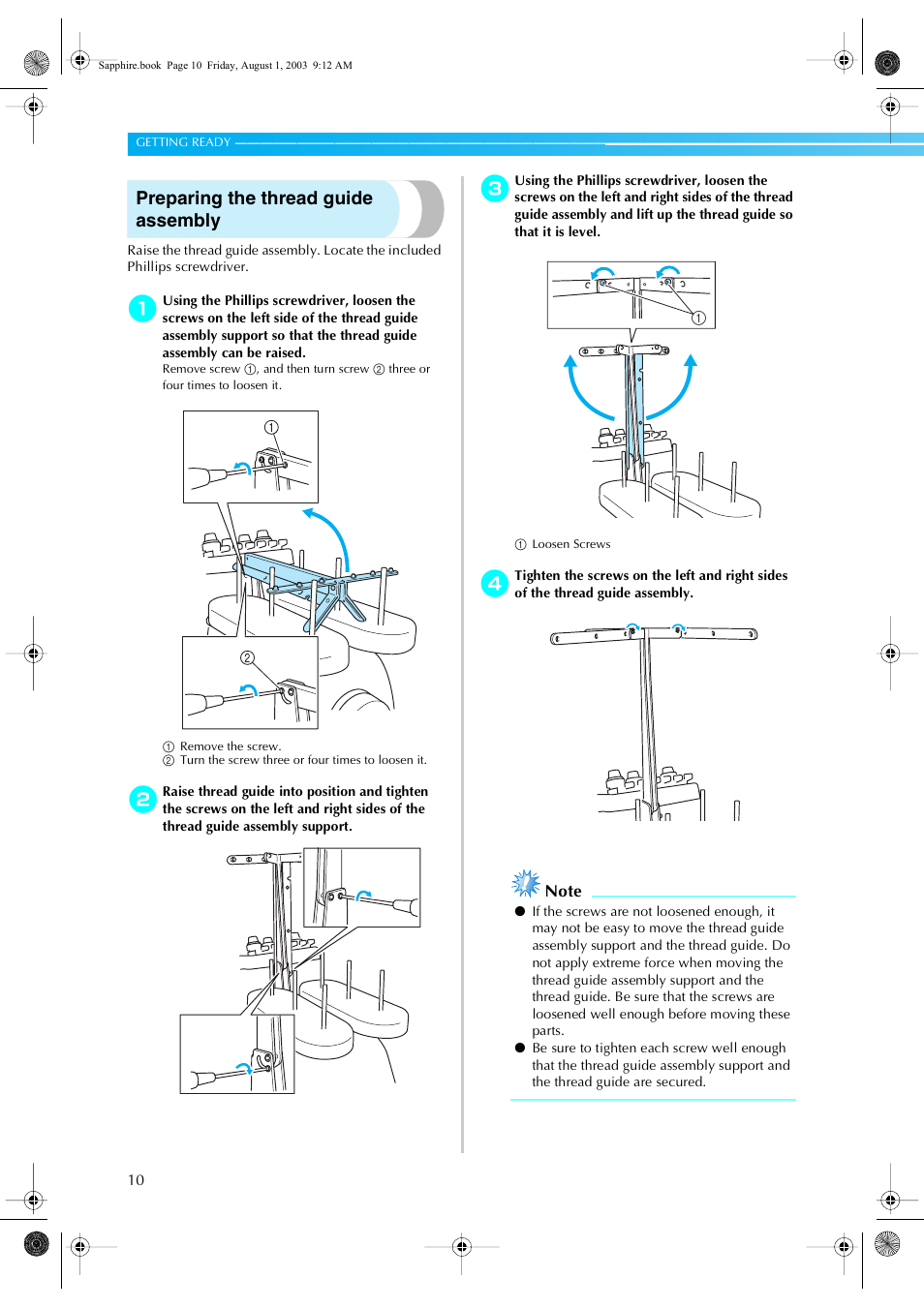 Preparing the thread guide assembly | Brother PR-600 User Manual | Page 29 / 228