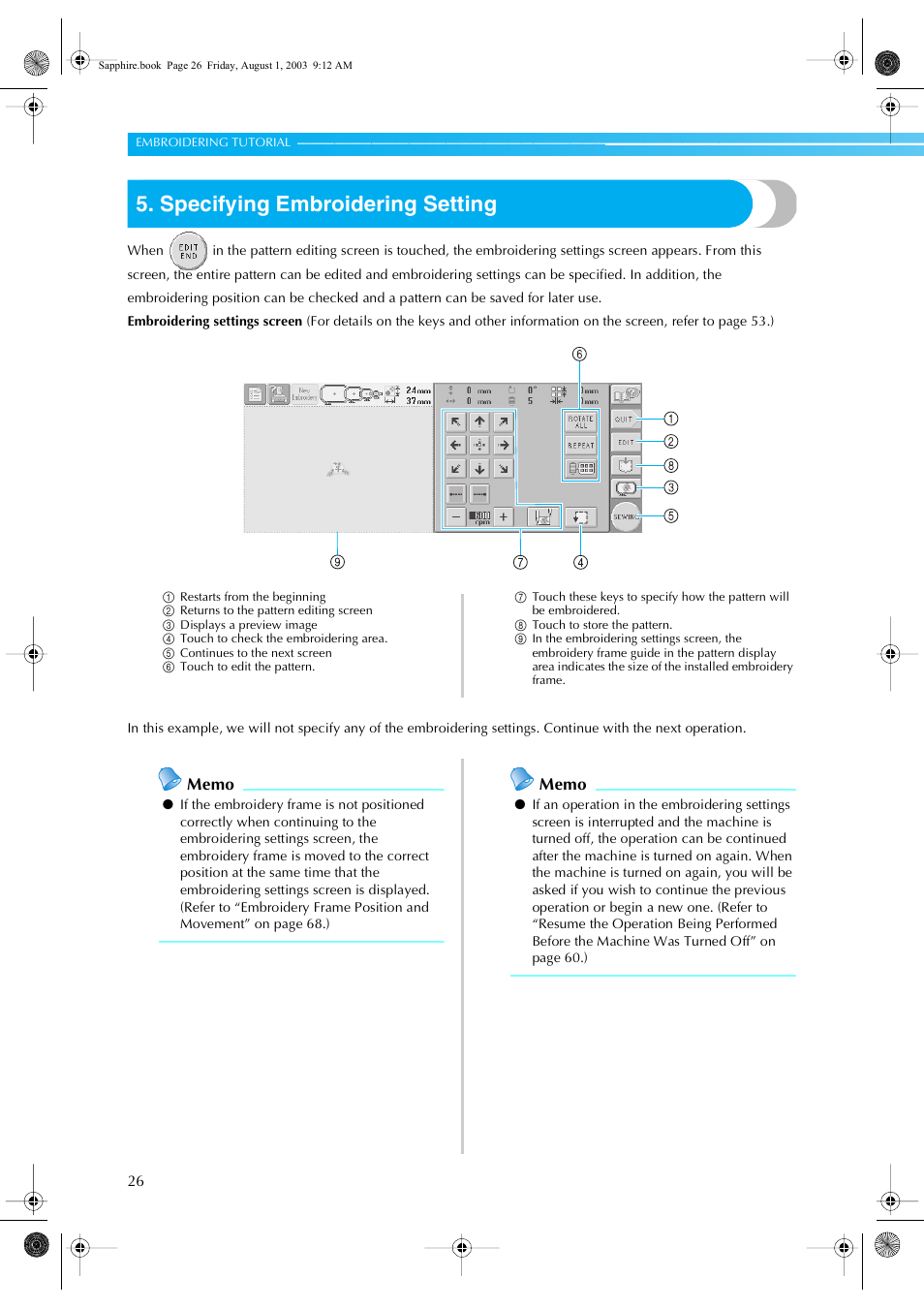 Specifying embroidering setting | Brother PR-600 User Manual | Page 45 / 228