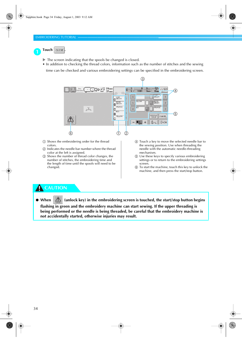 Caution | Brother PR-600 User Manual | Page 53 / 228