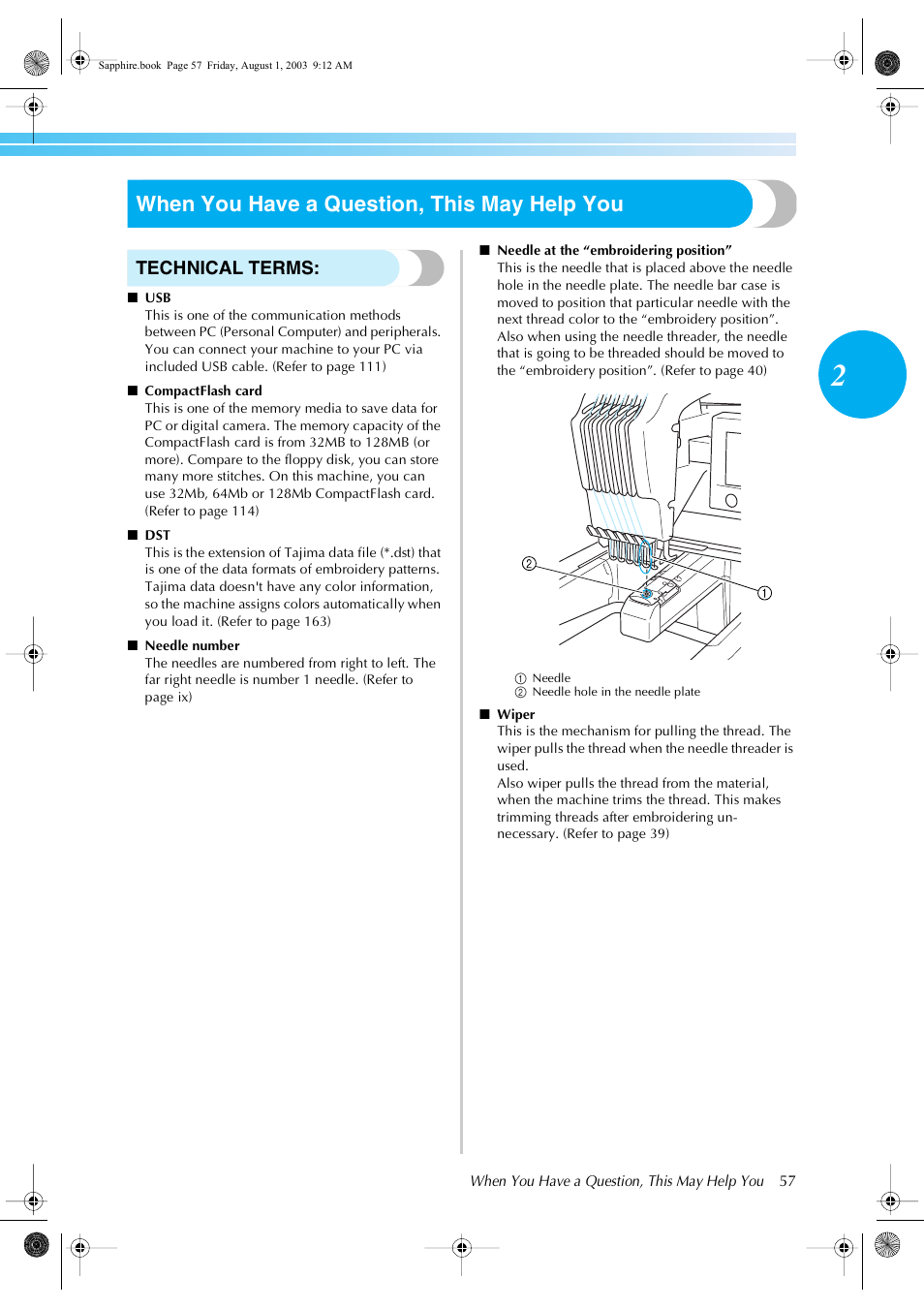 When you have a question, this may help you, Technical terms | Brother PR-600 User Manual | Page 76 / 228