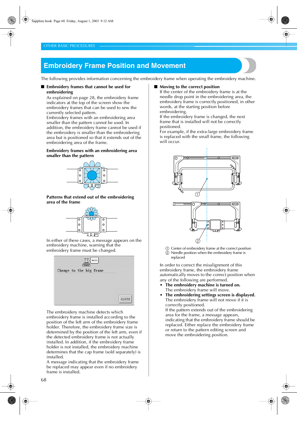 Embroidery frame position and movement | Brother PR-600 User Manual | Page 87 / 228