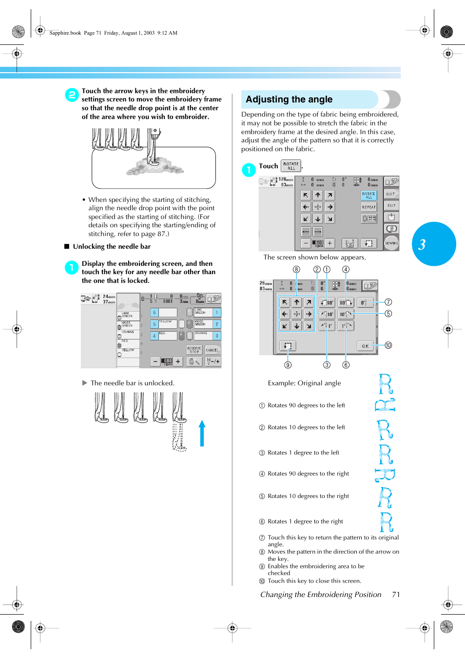 Adjusting the angle | Brother PR-600 User Manual | Page 90 / 228