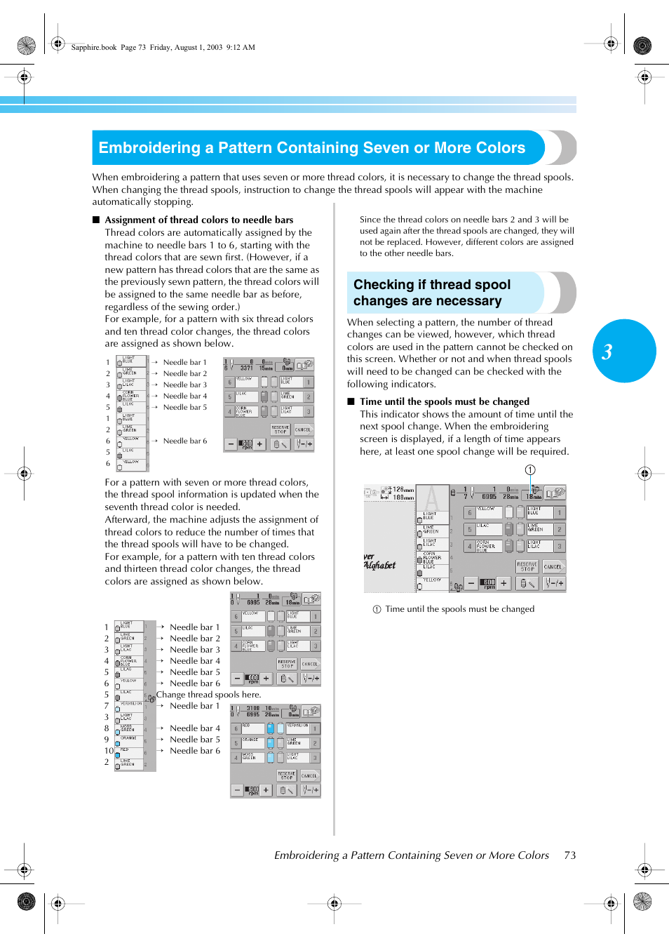 Checking if thread spool changes are necessary | Brother PR-600 User Manual | Page 92 / 228