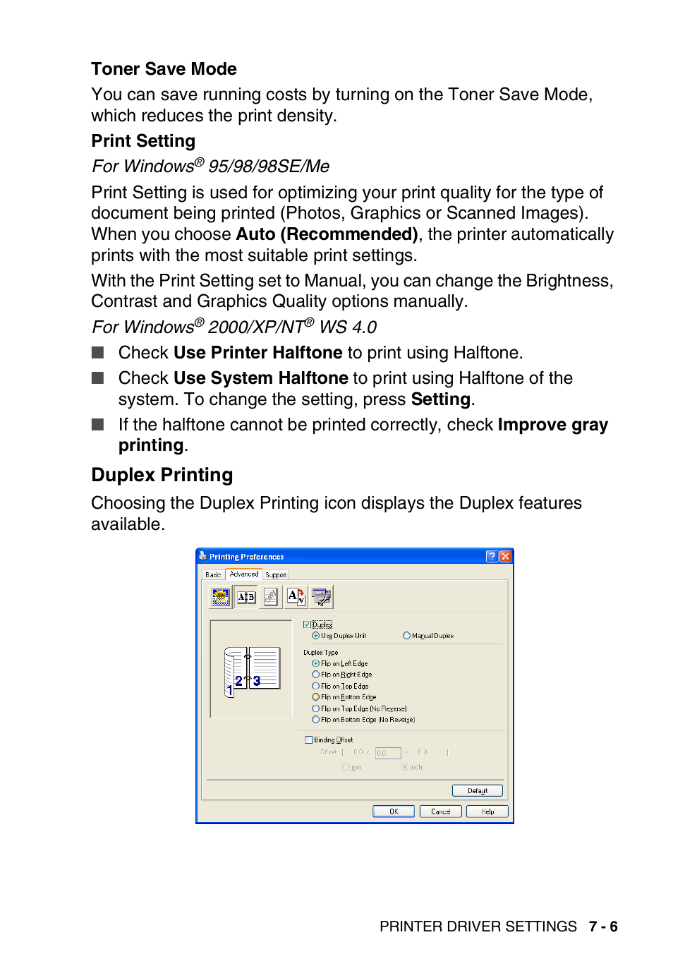 Duplex printing, Duplex printing -6 | Brother DCP-8025D User Manual | Page 100 / 284