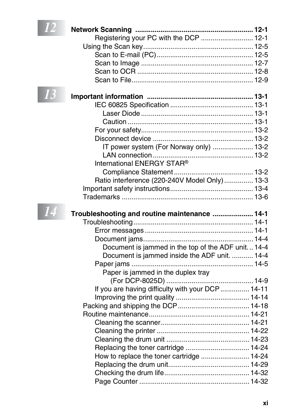 Brother DCP-8025D User Manual | Page 12 / 284