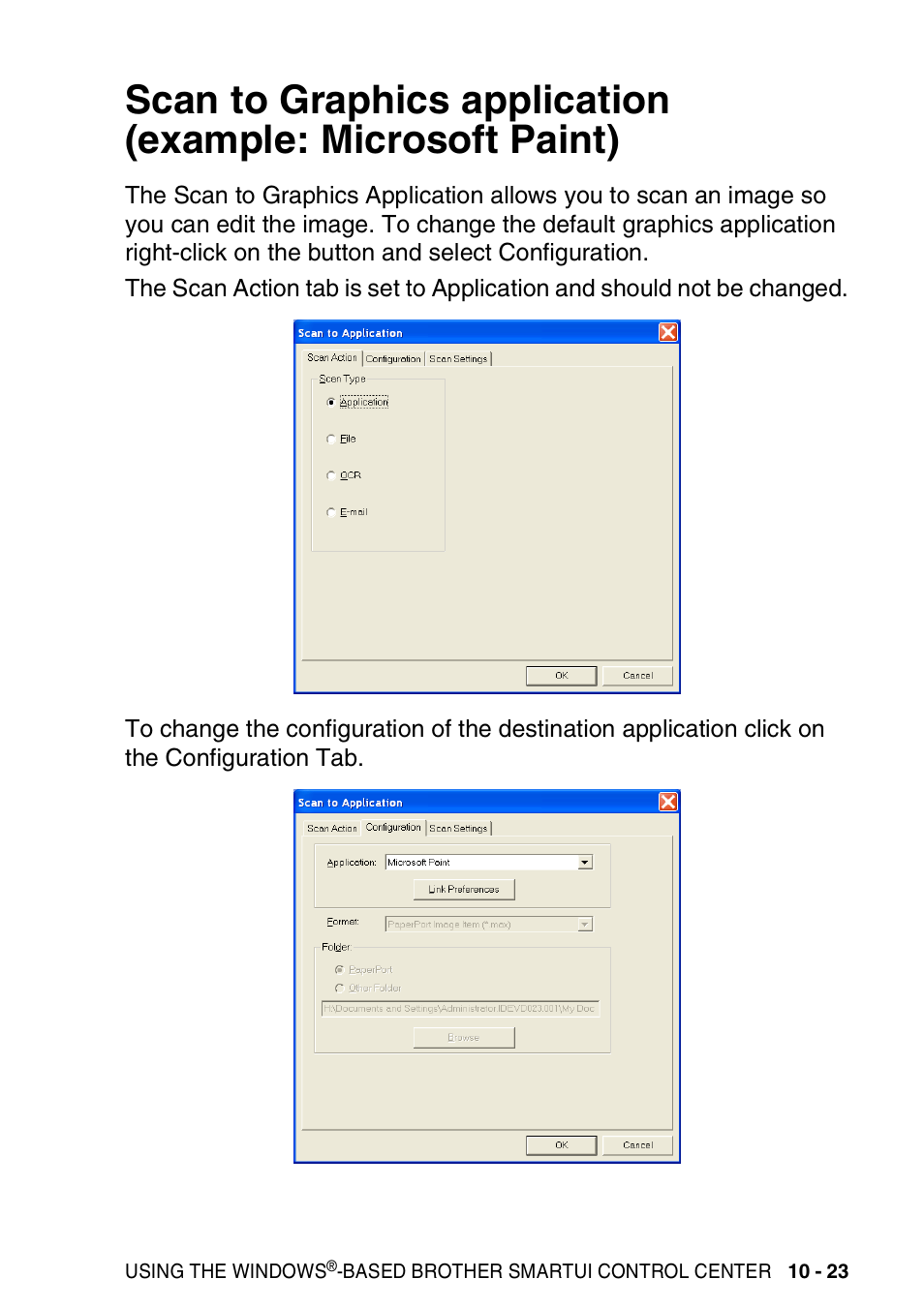 Scan to graphics application, Example: microsoft paint) -23 | Brother DCP-8025D User Manual | Page 180 / 284