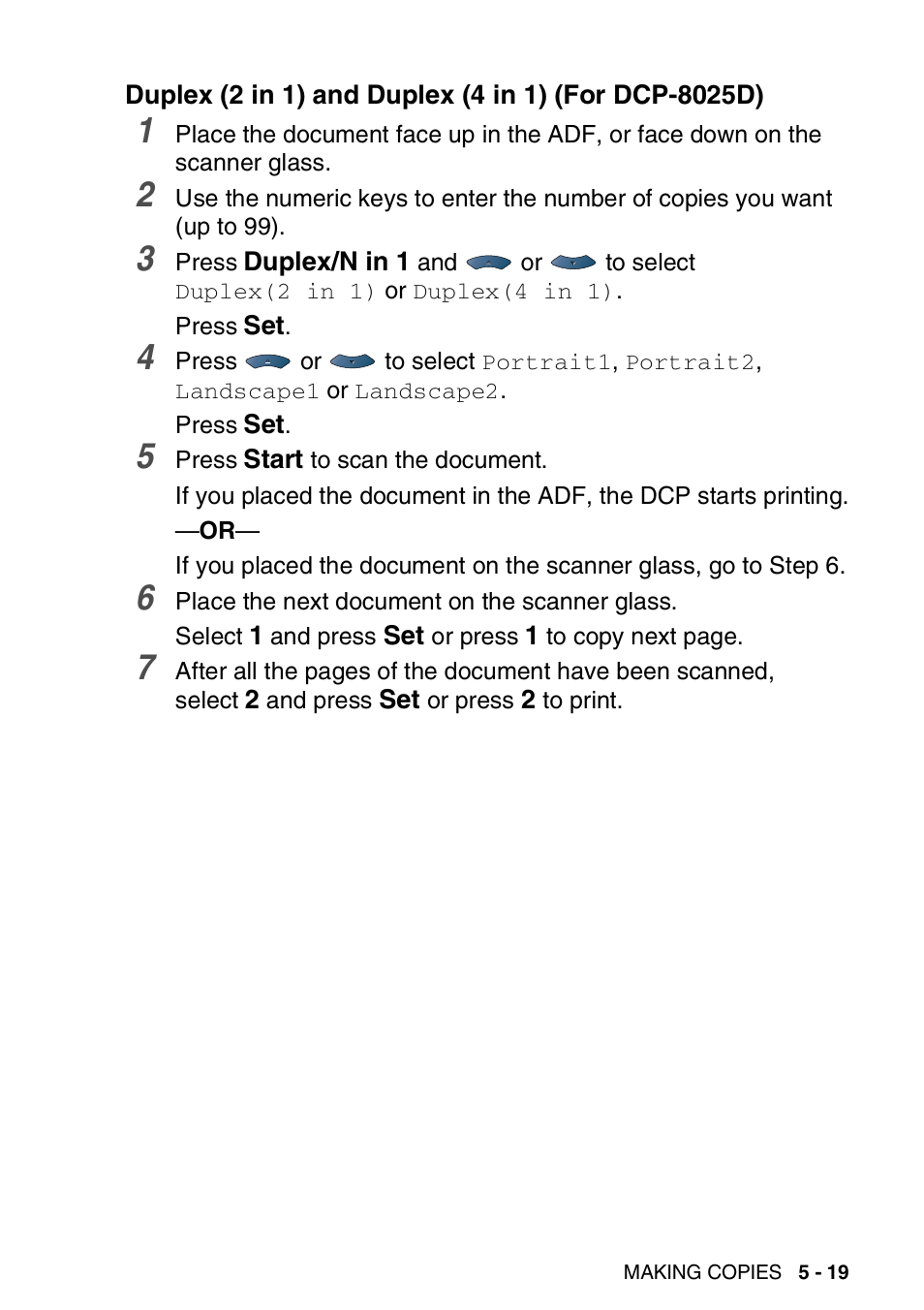 Duplex (2 in 1) and duplex (4 in 1), For dcp-8025d) -19 | Brother DCP-8025D User Manual | Page 74 / 284