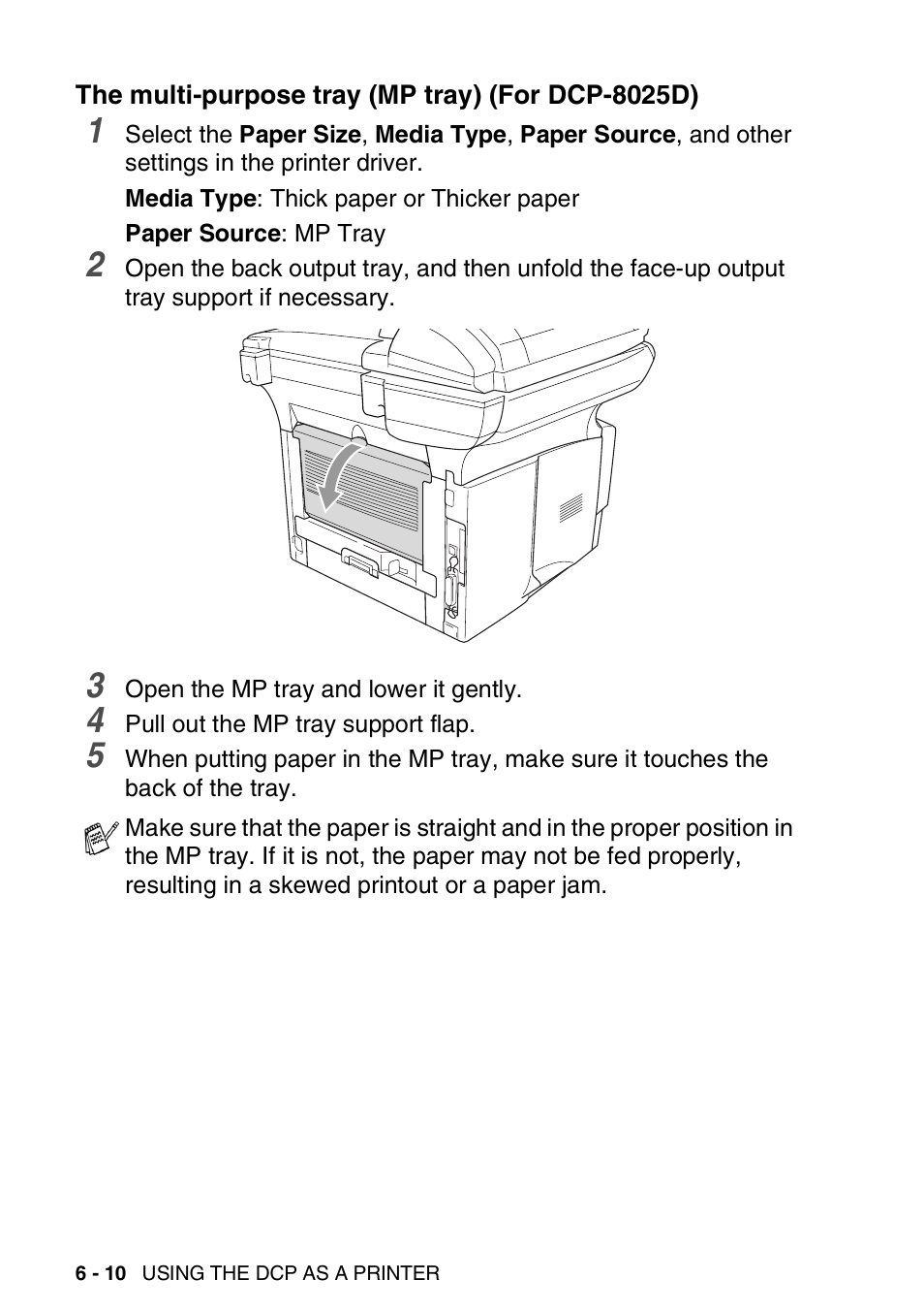 The multi-purpose tray (mp tray) (for dcp-8025d), The multi-purpose tray (mp tray), For dcp-8025d) -10 | Brother DCP-8025D User Manual | Page 85 / 284
