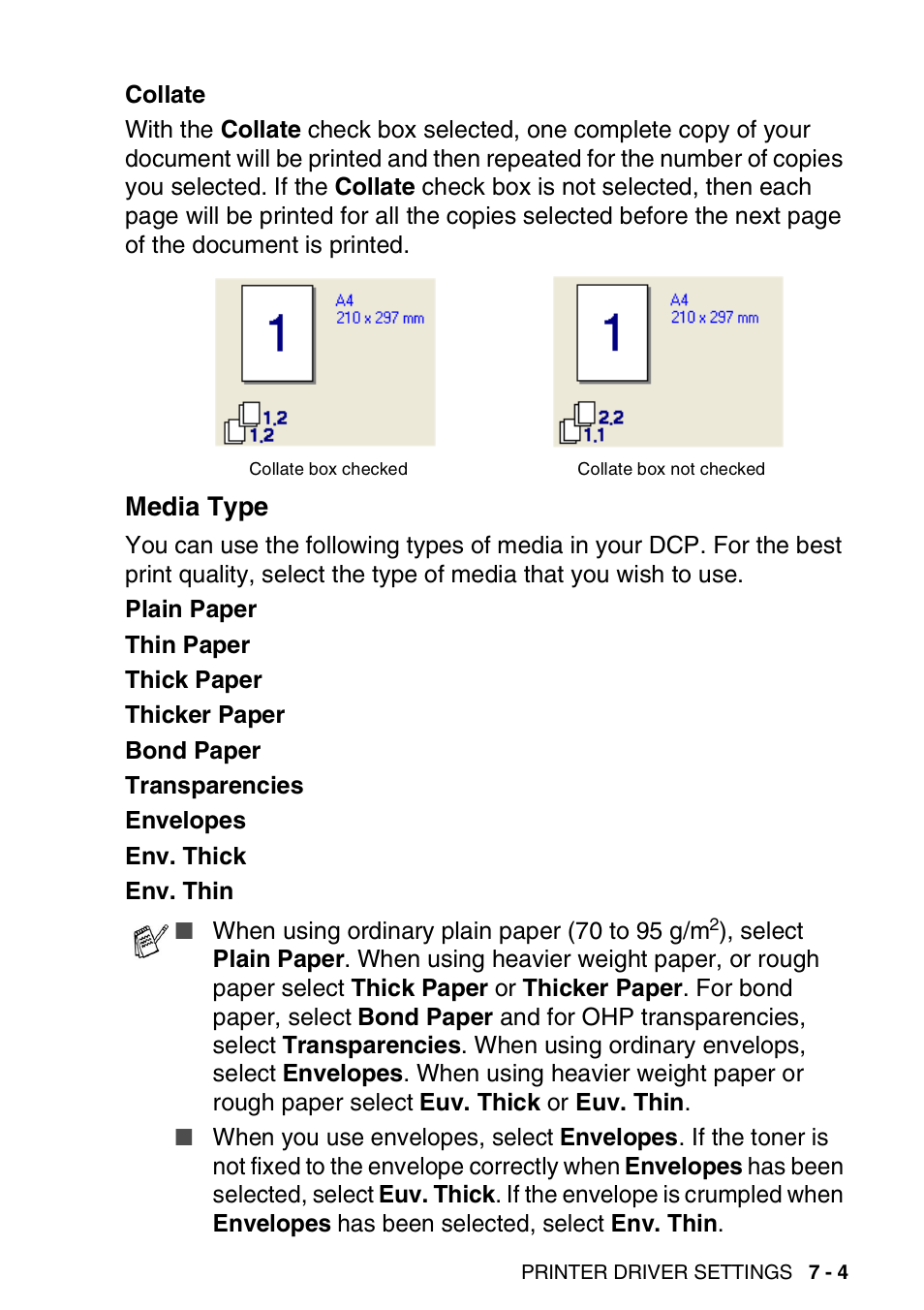 Media type, Media type -4 | Brother DCP-8025D User Manual | Page 98 / 284