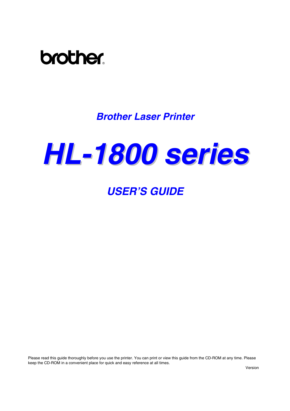 Brother HL-1800 series User Manual | 204 pages