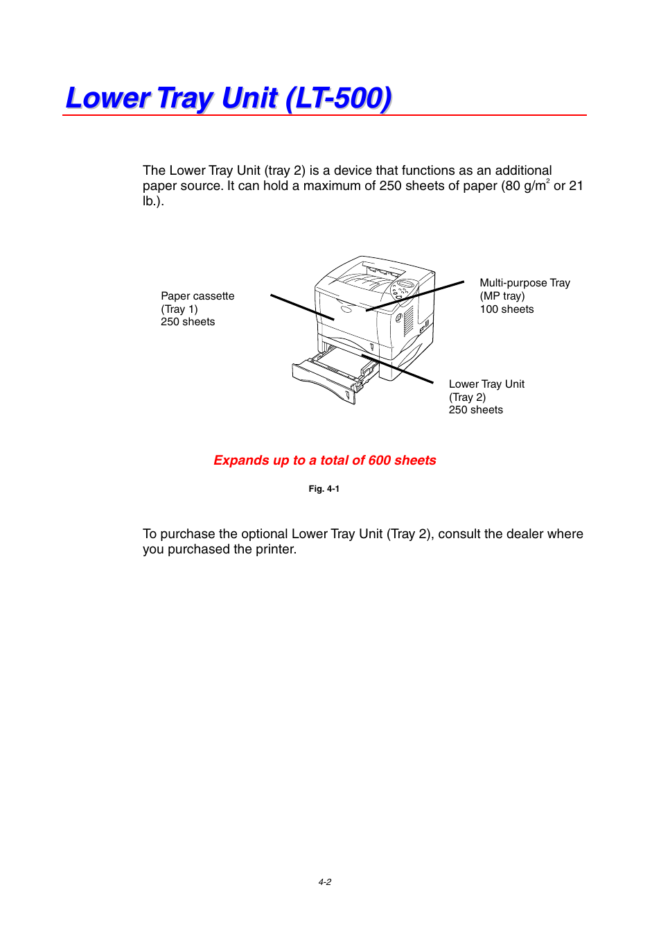Lower tray unit (lt-500), Lower tray unit (lt-500) -2, See lower tray unit | In this chapter | Brother HL-1800 series User Manual | Page 105 / 204