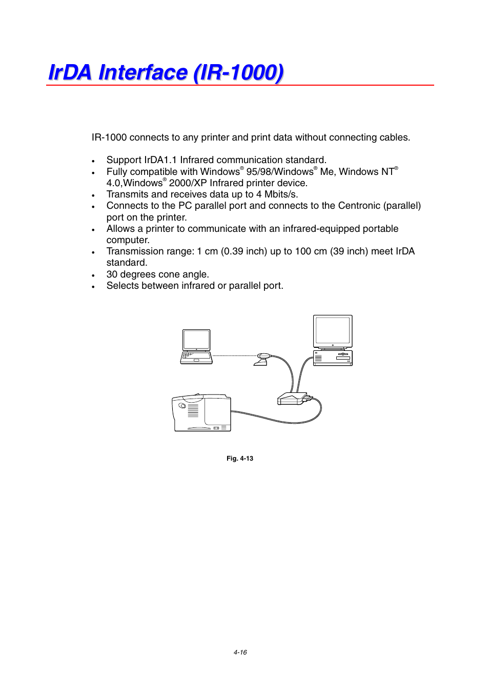 Irda interface (ir-1000), Irda interface (ir-1000) -16, See irda interface in | This chapter | Brother HL-1800 series User Manual | Page 119 / 204