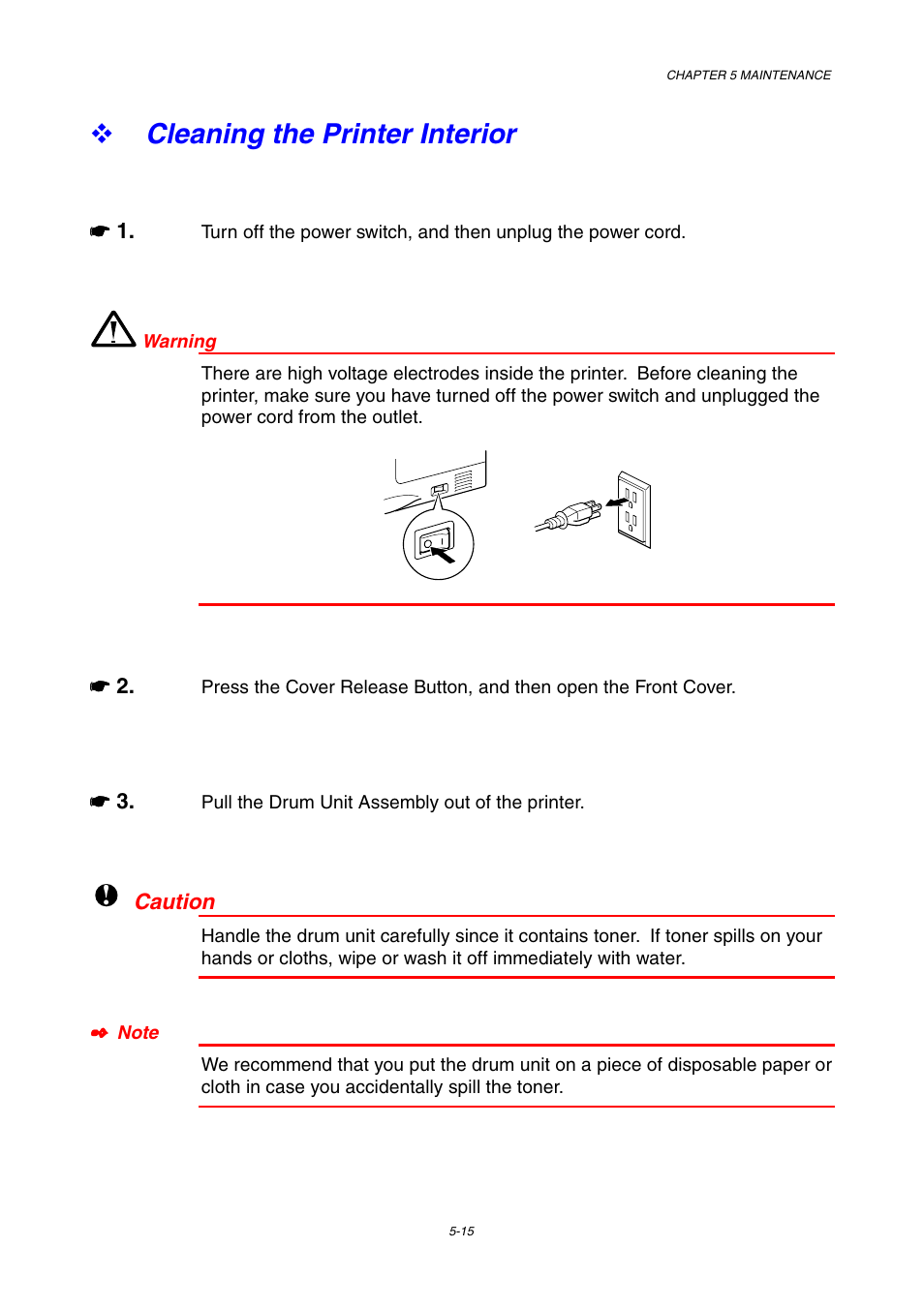 Cleaning the printer interior, Cleaning the printer interior -15 | Brother HL-1800 series User Manual | Page 135 / 204