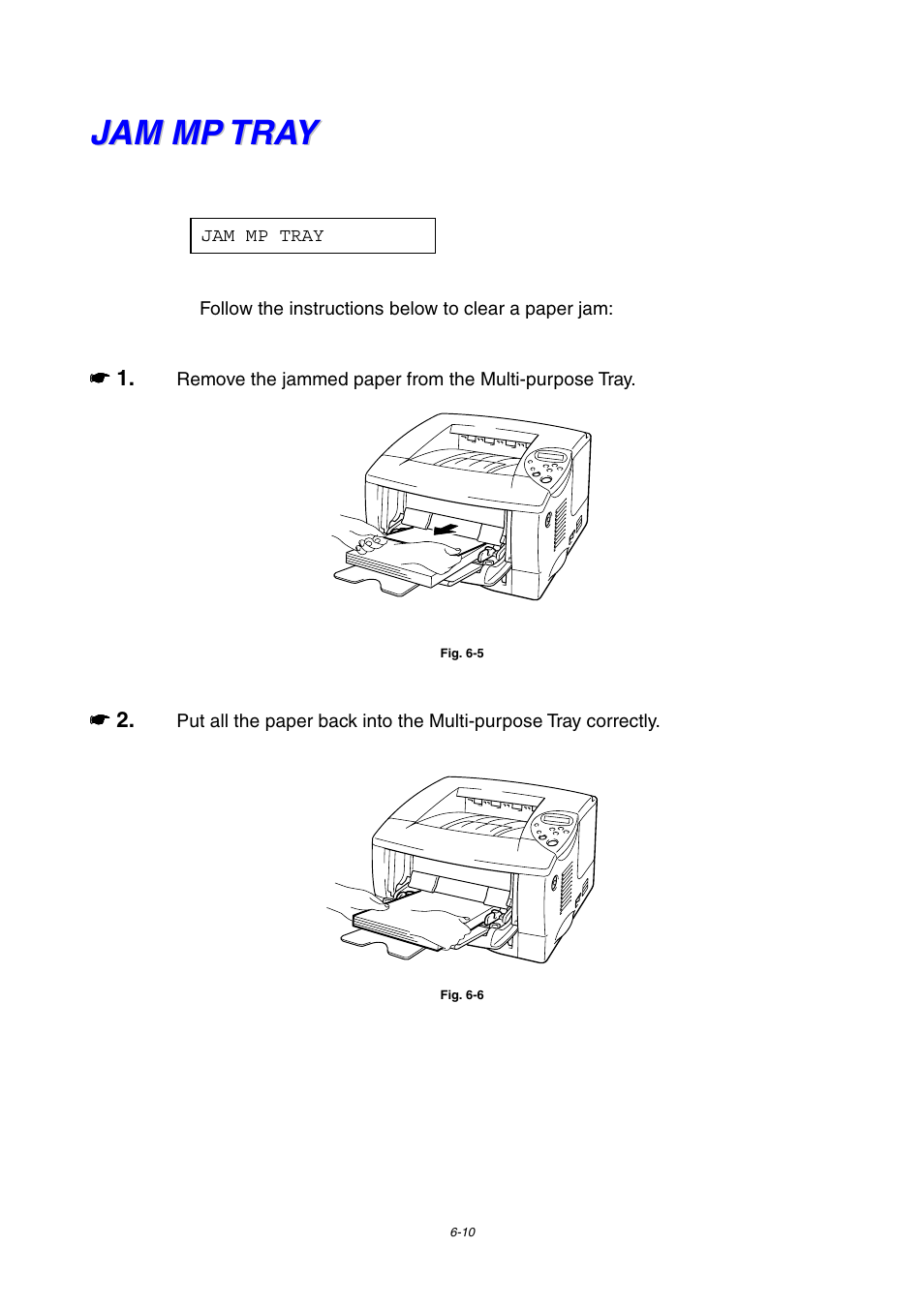 Jam mp tray, Jam mp tray -10 | Brother HL-1800 series User Manual | Page 149 / 204