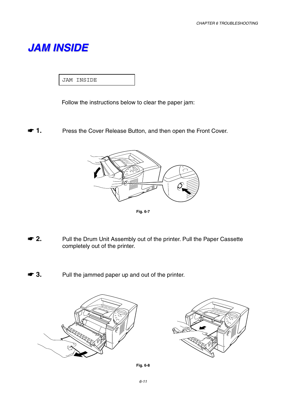 Jam inside, Jam inside -11 | Brother HL-1800 series User Manual | Page 150 / 204