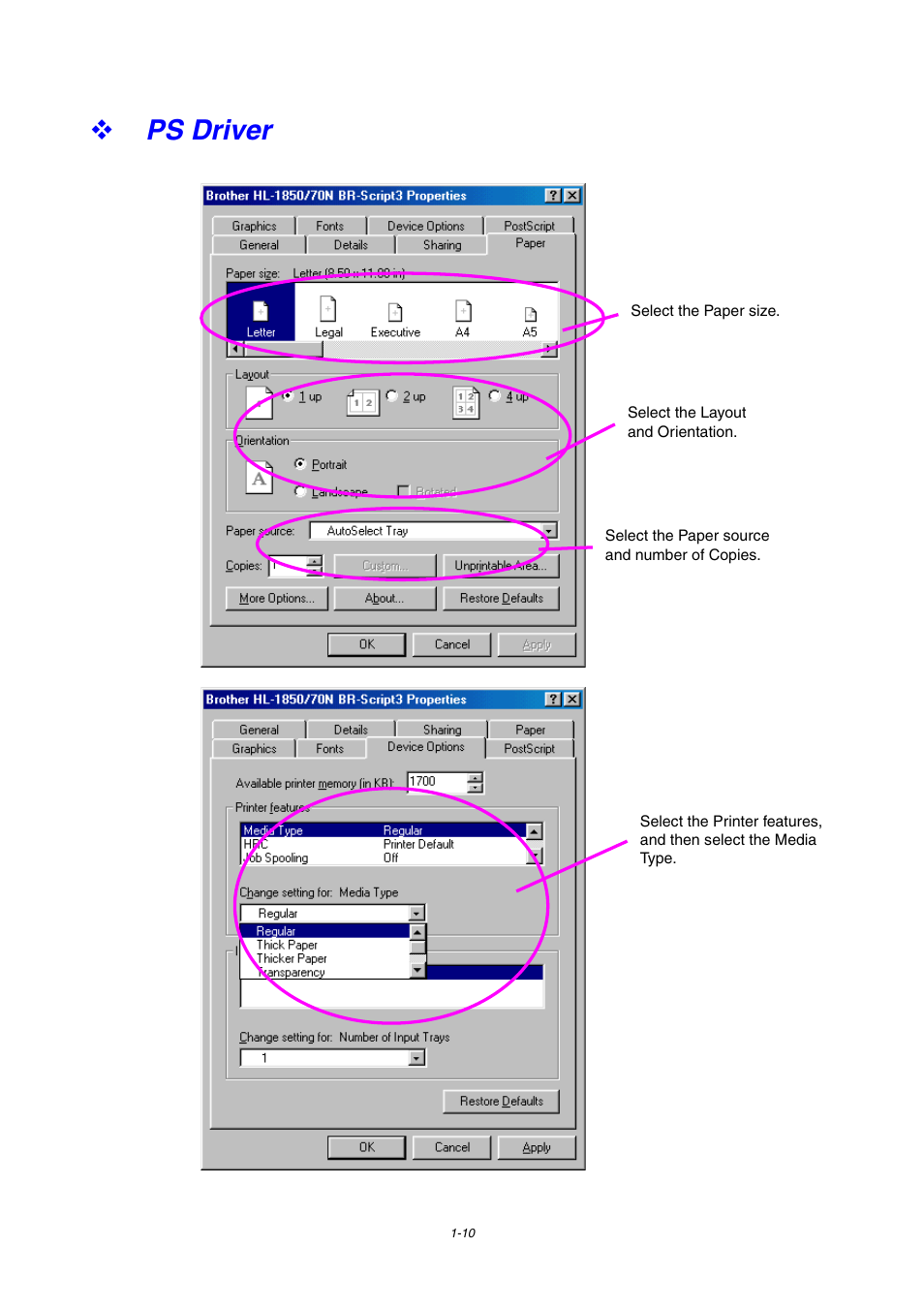 Ps driver, Ps driver -10 | Brother HL-1800 series User Manual | Page 20 / 204