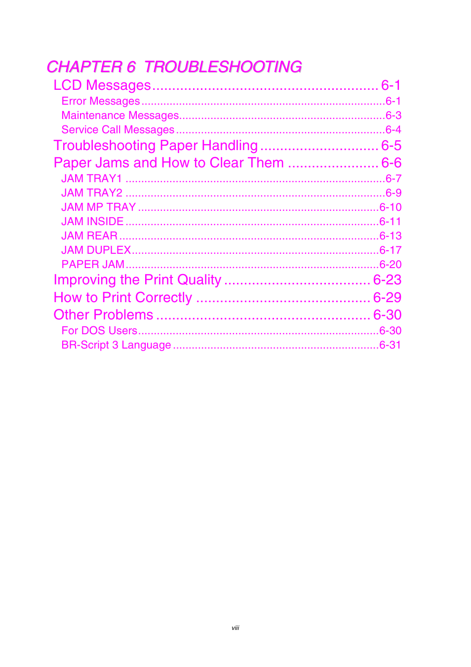 Brother HL-1800 series User Manual | Page 9 / 204