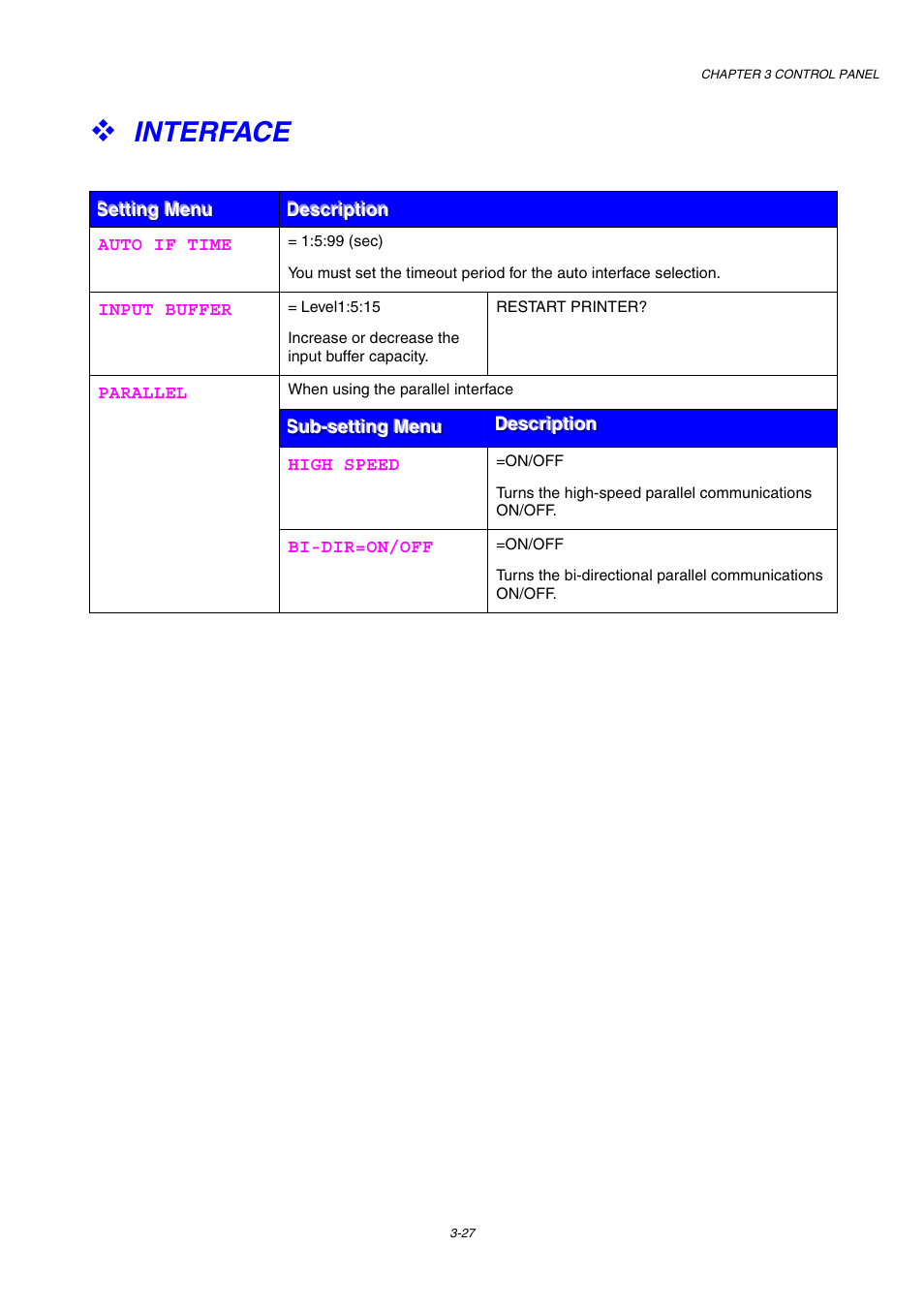 Interface, Interface -27, For more information, see | Chapter 3, Since | Brother HL-1800 series User Manual | Page 95 / 204