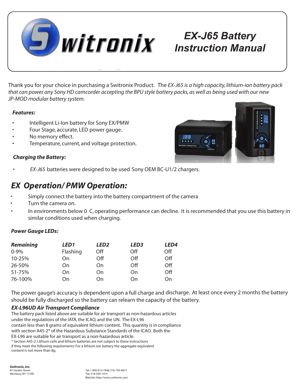 Switronix EX-J65 User Manual | 1 page