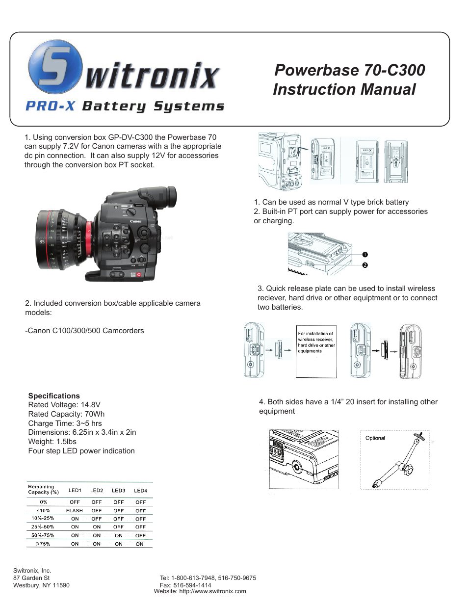 Switronix PB70C300 User Manual | 1 page