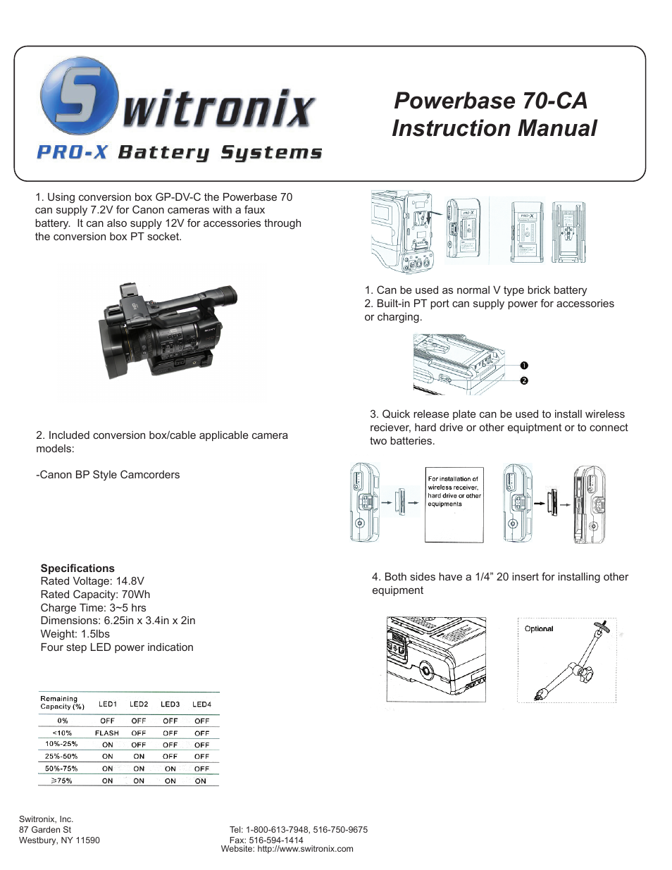 Switronix PB70CA User Manual | 1 page